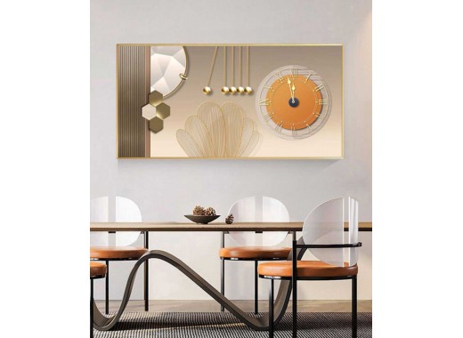 Orange Wall Painting Clock 60*120cm With Led